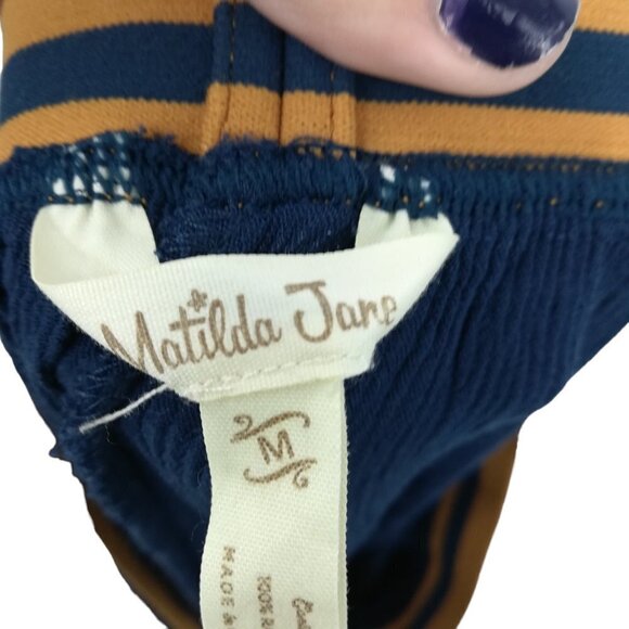 Matilda Jane Try Something New Wide Leg Crepe Crinkle Pants Size M Pull On Blue - Picture 2 of 13